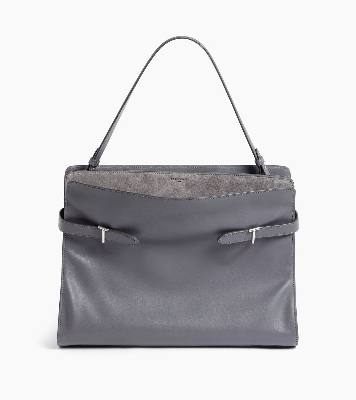 Sac porté épaule modèle maxi Emie en cuir lisse et refente de velours
