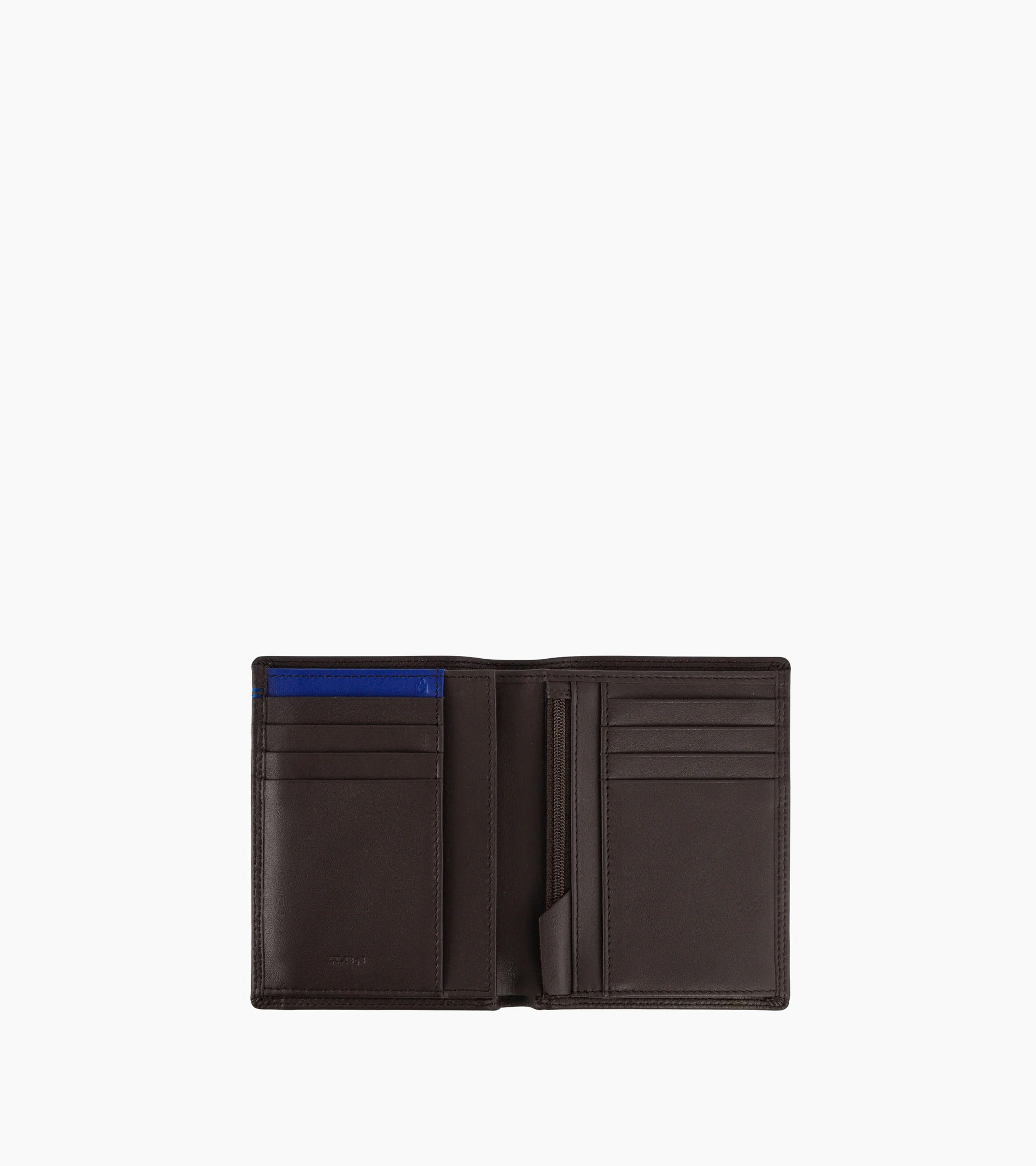 Cartera vertical mediana con cremallera de 2 secciones Martin de piel lisa
