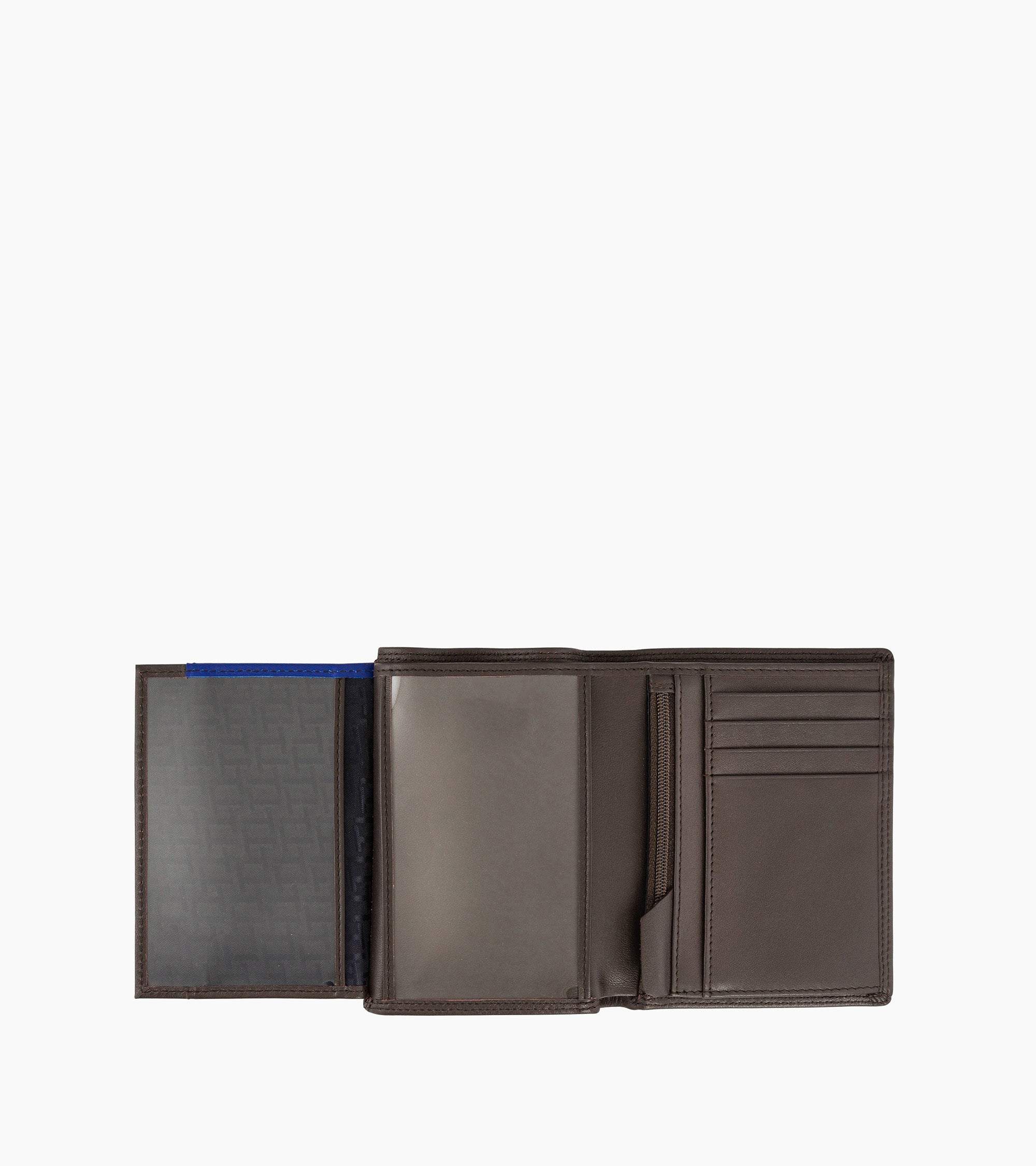 Cartera vertical mediana con cremallera de 2 secciones Martin de piel lisa