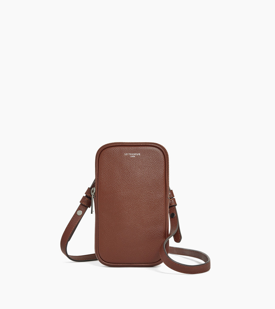 Etui téléphone en cuir grainé