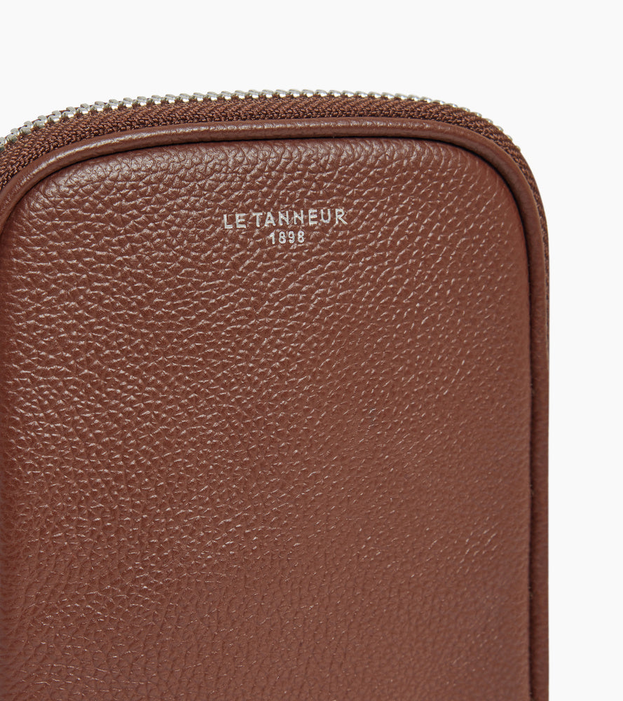 Etui téléphone en cuir grainé