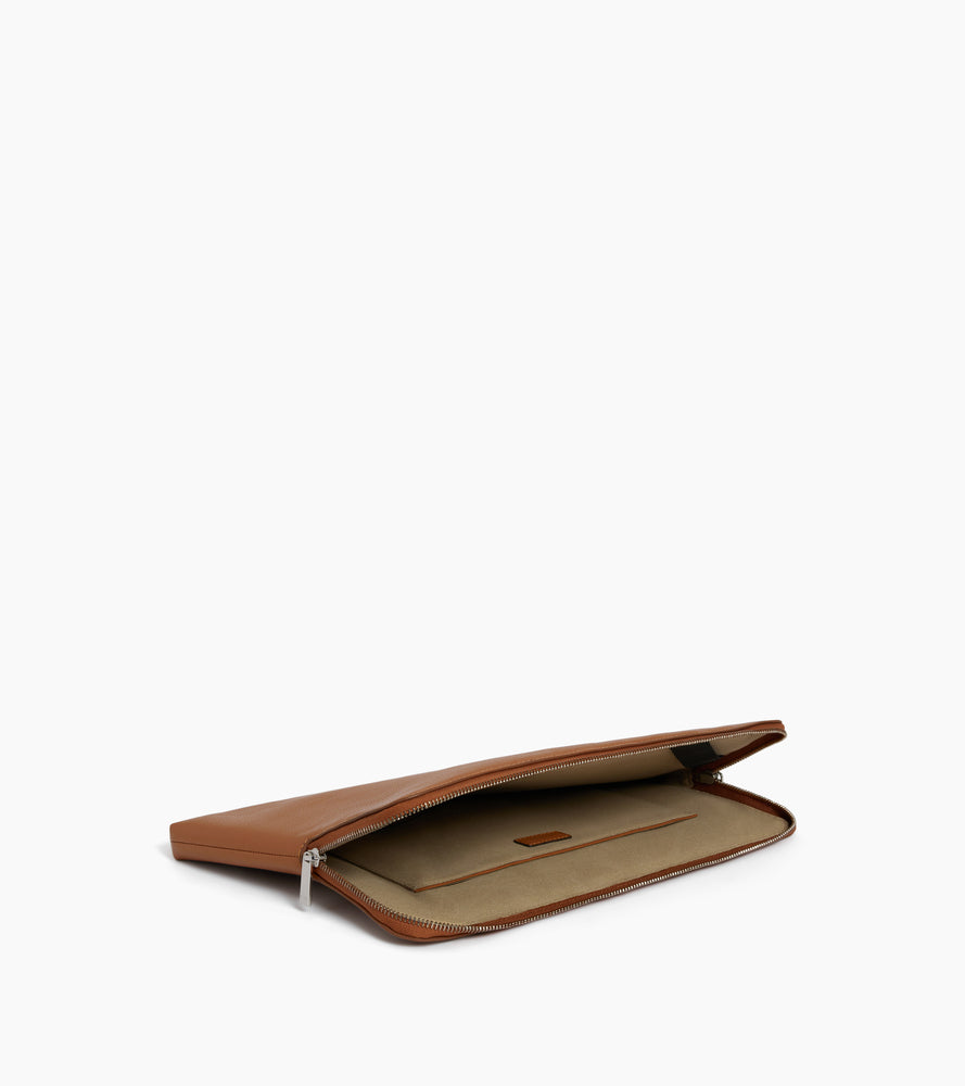 Pochette ordinateur 14" en cuir grainé