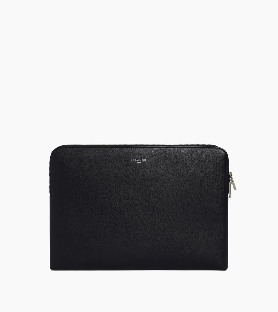 Pochette ordinateur 14" en cuir grainé