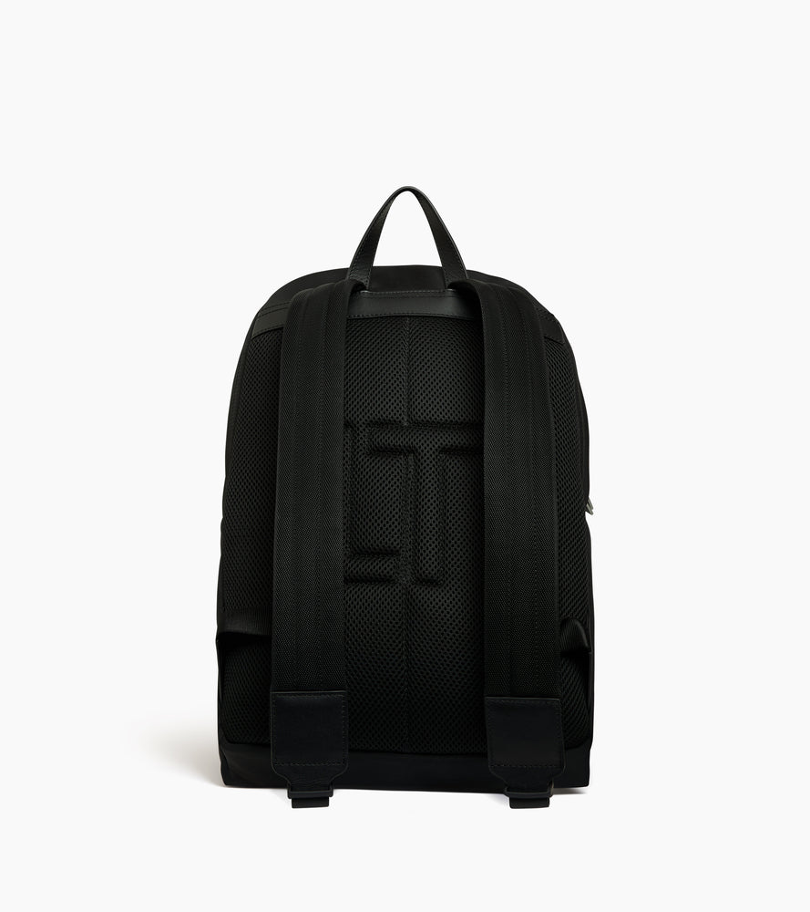 Sac à dos zippé Basile en toile nylon et cuir lisse