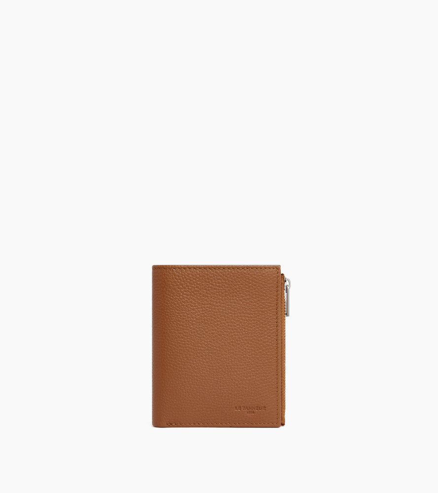 Portefeuille moyen modèle zippé Charles en cuir grainé