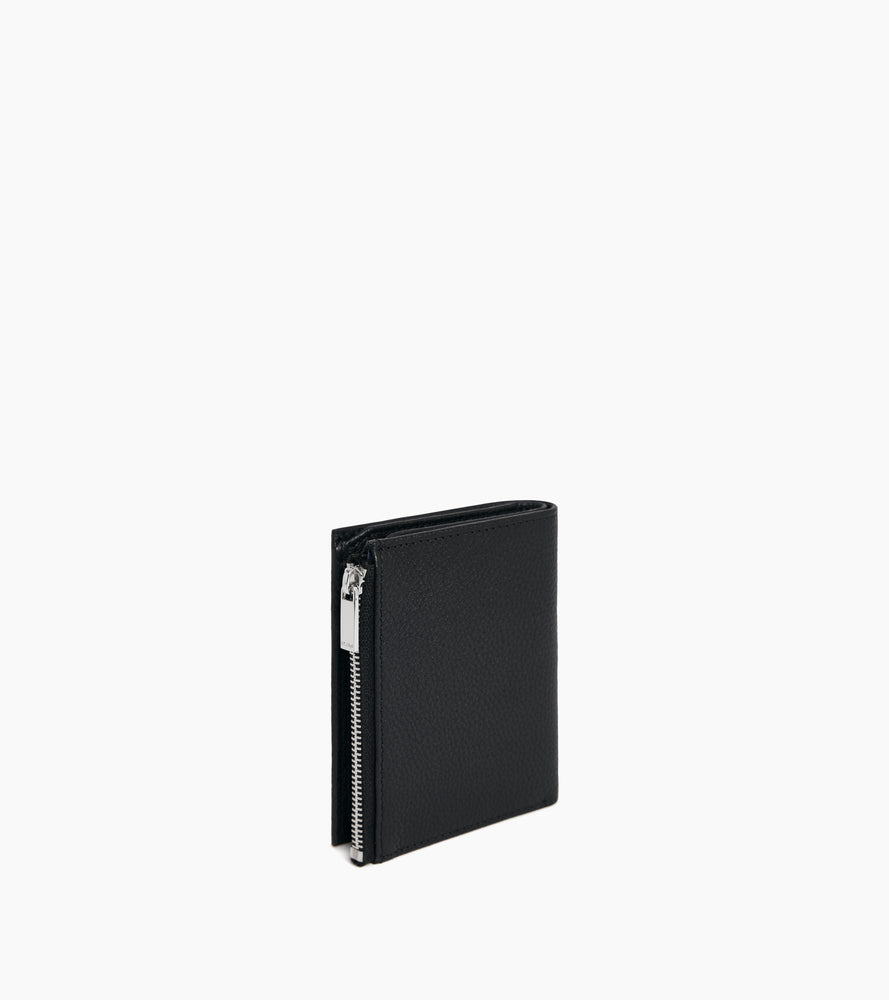 Portefeuille moyen modèle zippé Charles en cuir grainé