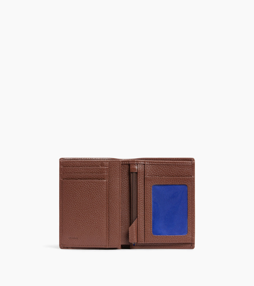 Portefeuille moyen modèle vertical zippé 2 volets Charles en cuir grainé
