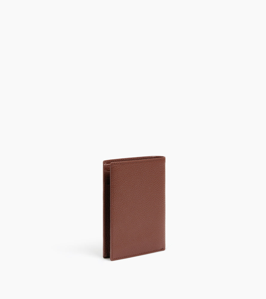 Portefeuille moyen modèle vertical zippé 2 volets Charles en cuir grainé