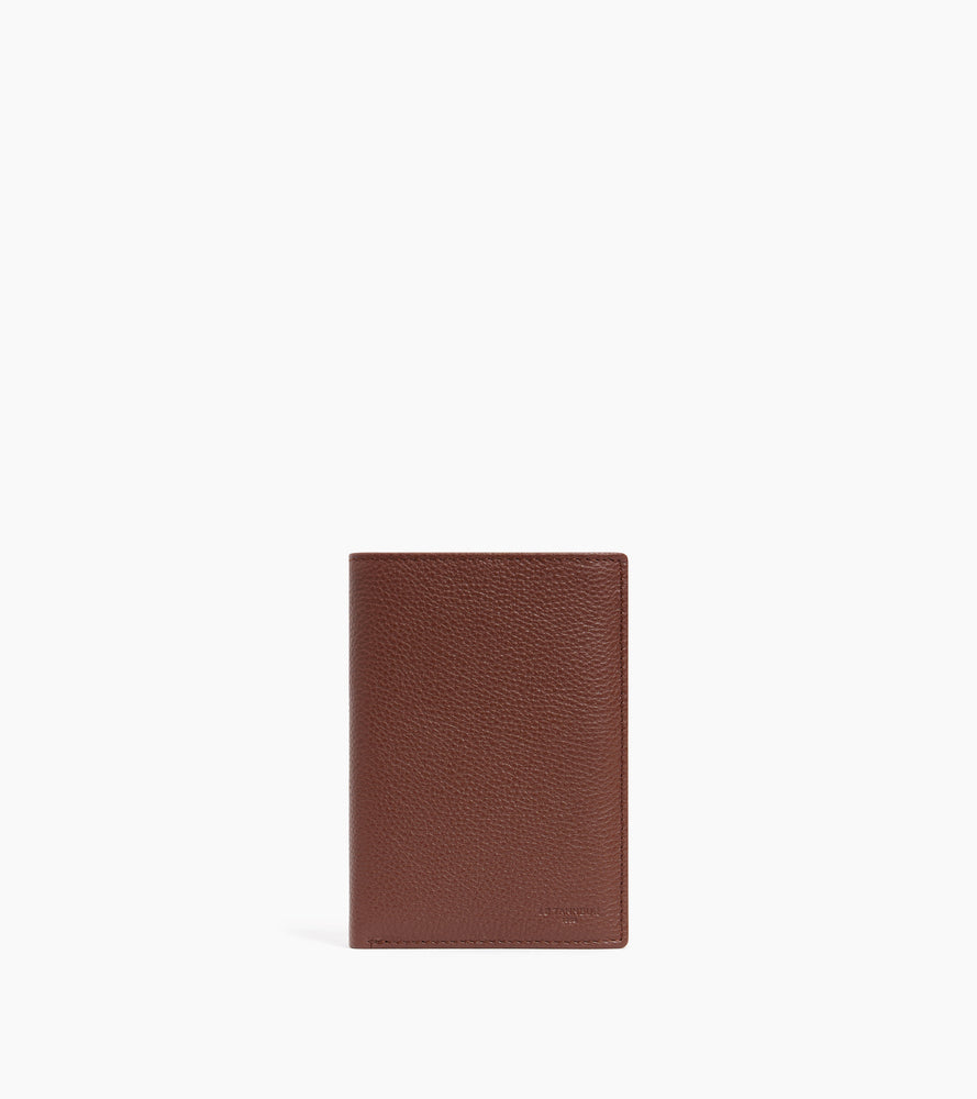 Grand portefeuille vertical zippé 2 volets Charles en cuir grainé