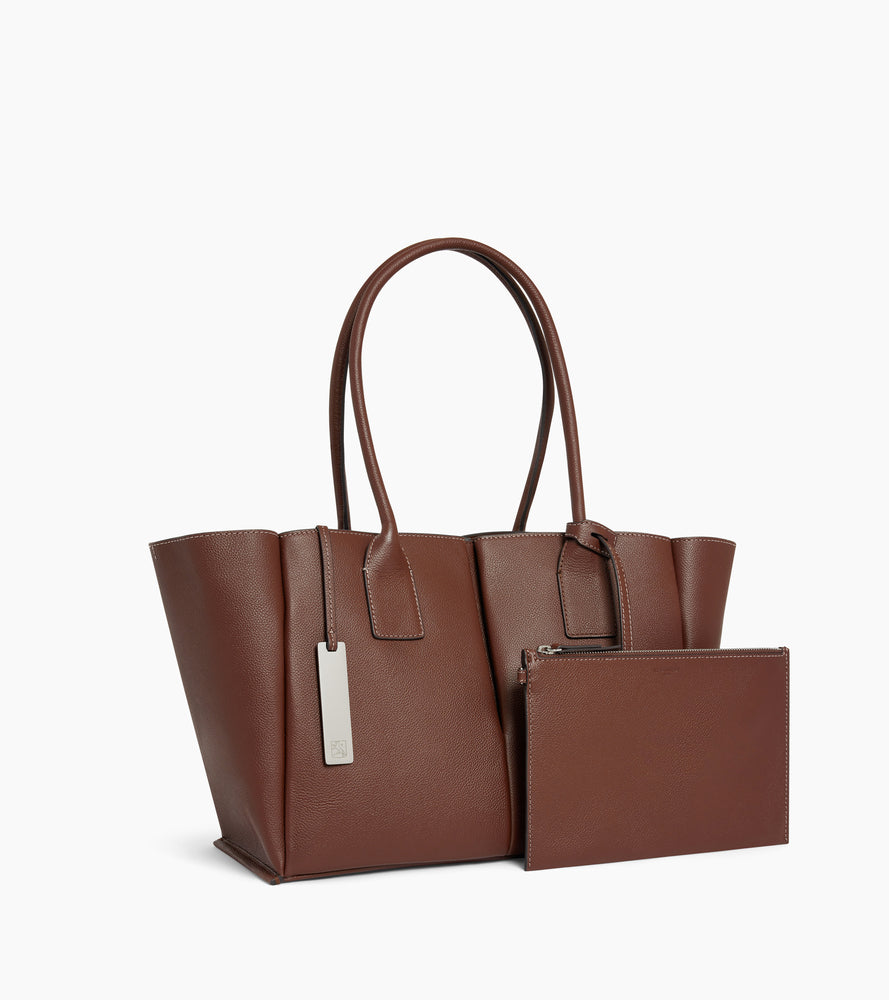 Grand sac cabas Elena en cuir grainé