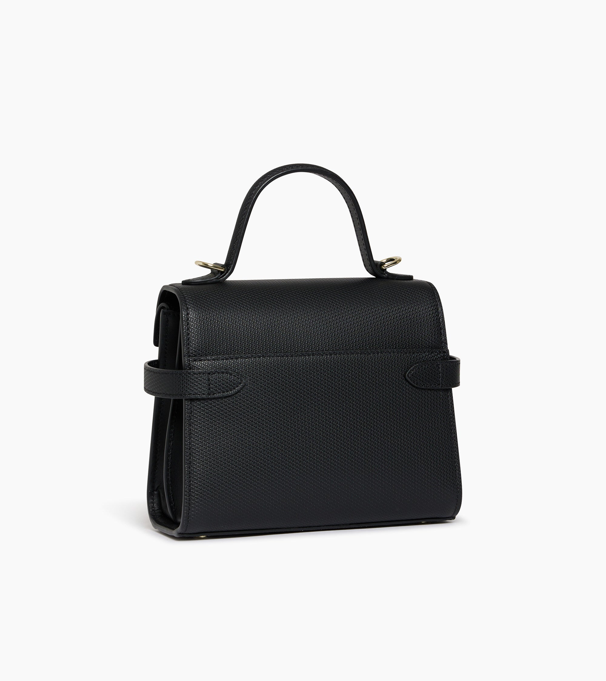 Emilie T シグネチャー レザー ダブルフラップ スモール ハンドバッグ