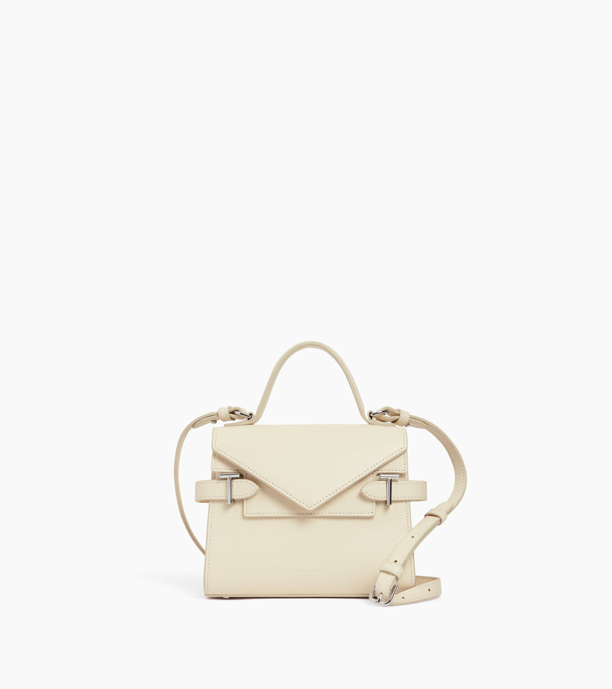 Petit sac à main double rabat Emilie en cuir grainé