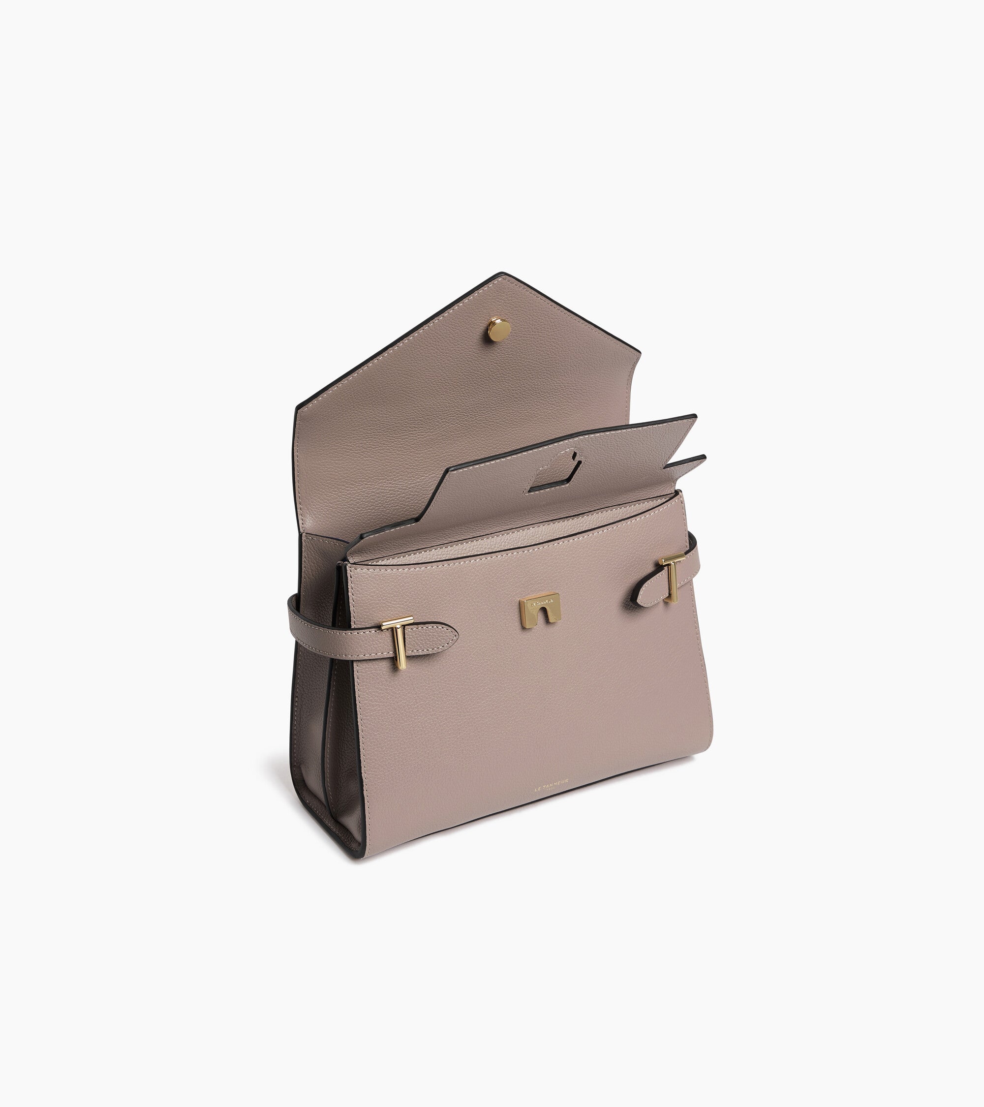 Bolso de mano mediano Emilie de piel texturizada con doble solapa