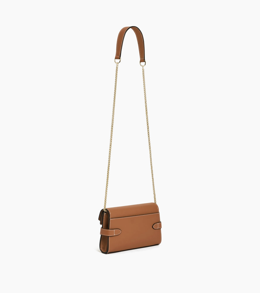Sac pochette avec bandoulière double rabat Emilie en cuir grainé