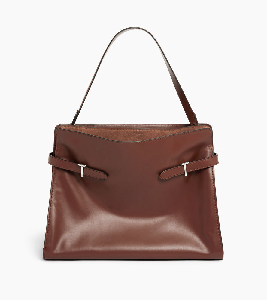 Sac porté épaule modèle maxi Emie en cuir lisse et nubuck