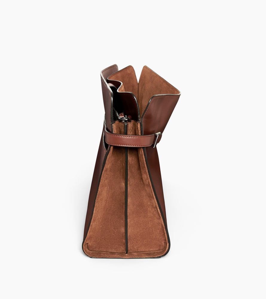Sac porté épaule modèle maxi Emie en cuir lisse et nubuck