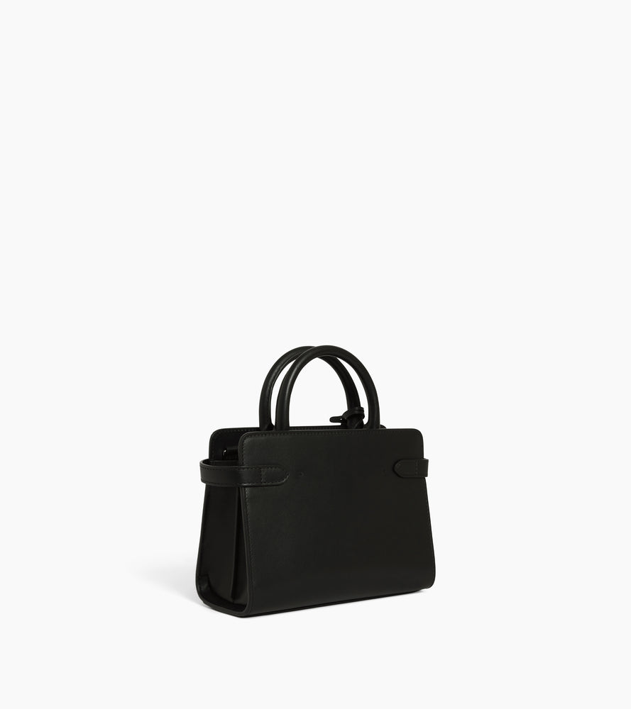 Petit sac à main Emilie effet raphia et cuir lisse