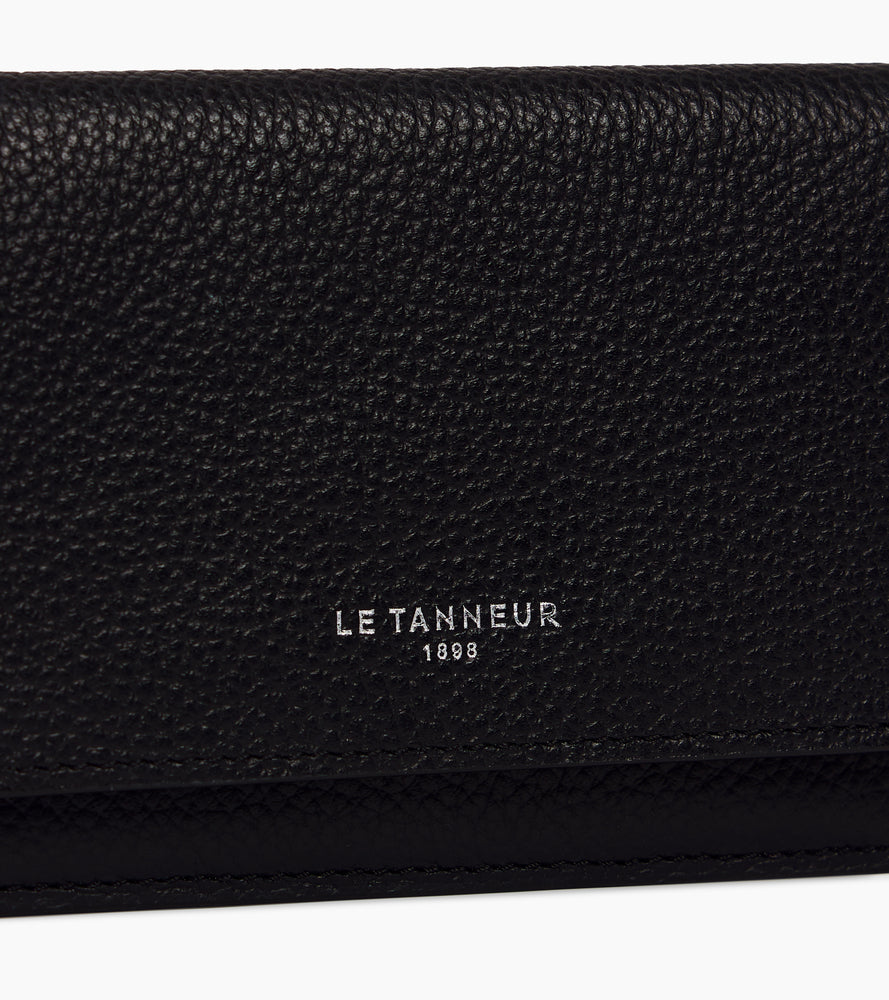 Porte cartes à rabat Emilie en cuir grainé