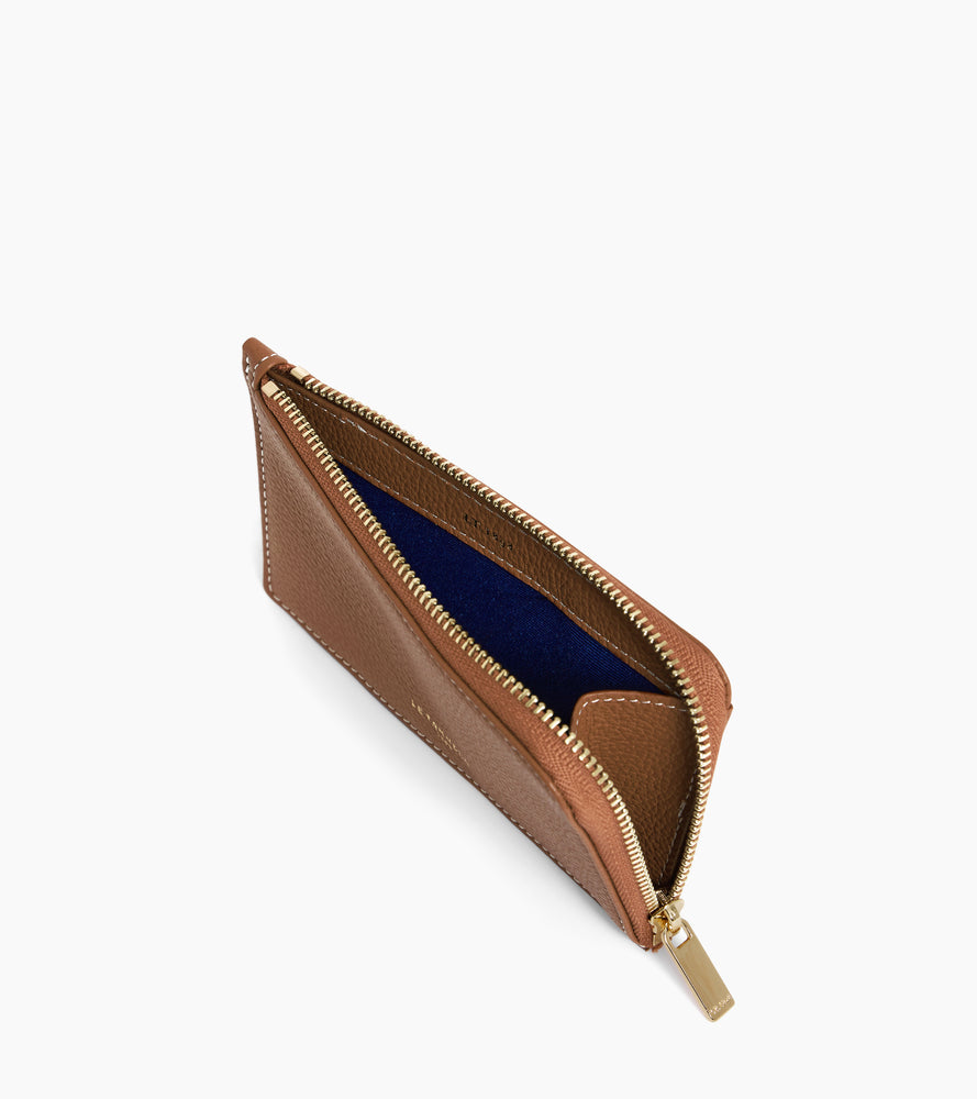 Porte cartes zippé Emilie en cuir grainé