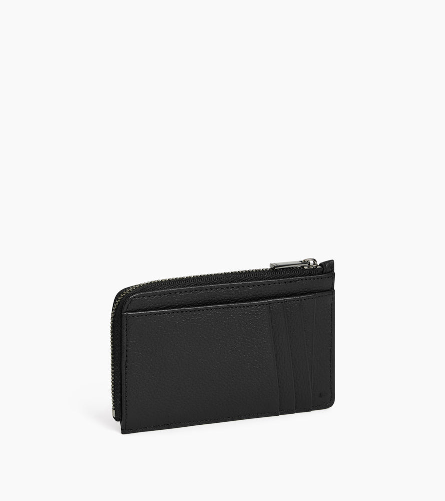 Porte cartes zippé Emilie en cuir grainé