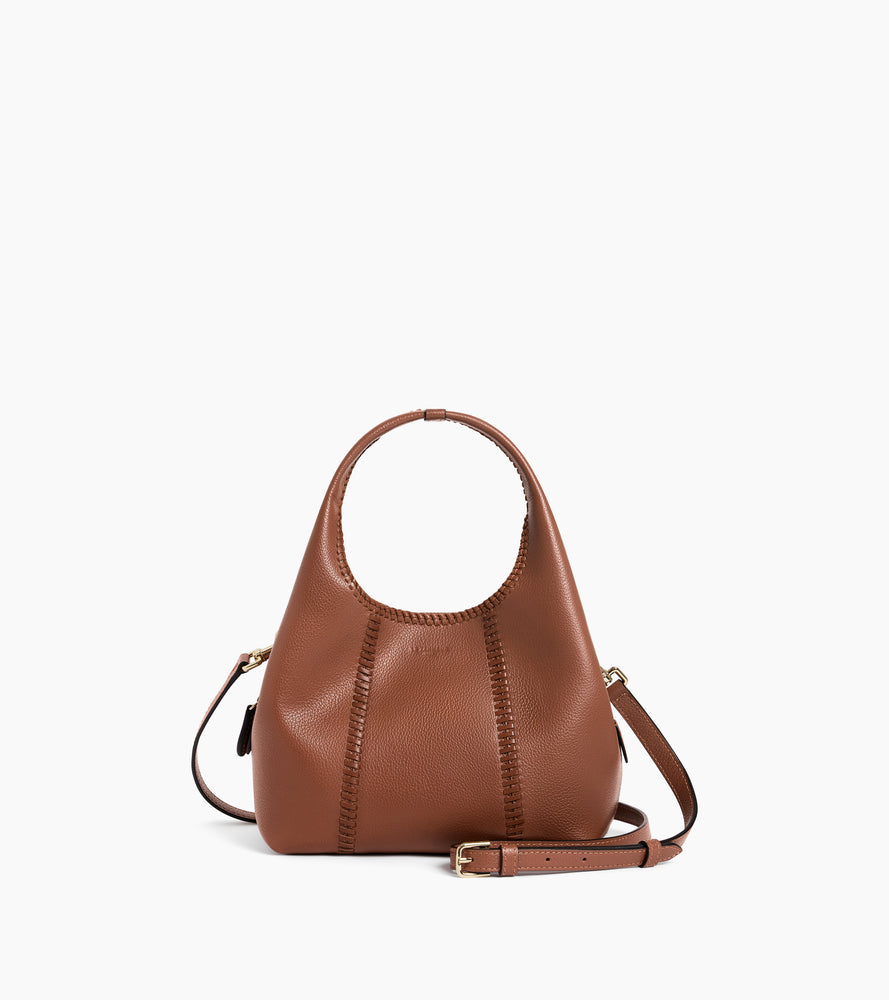 Petit sac à main Juliette en cuir grainé avec surpiqûres