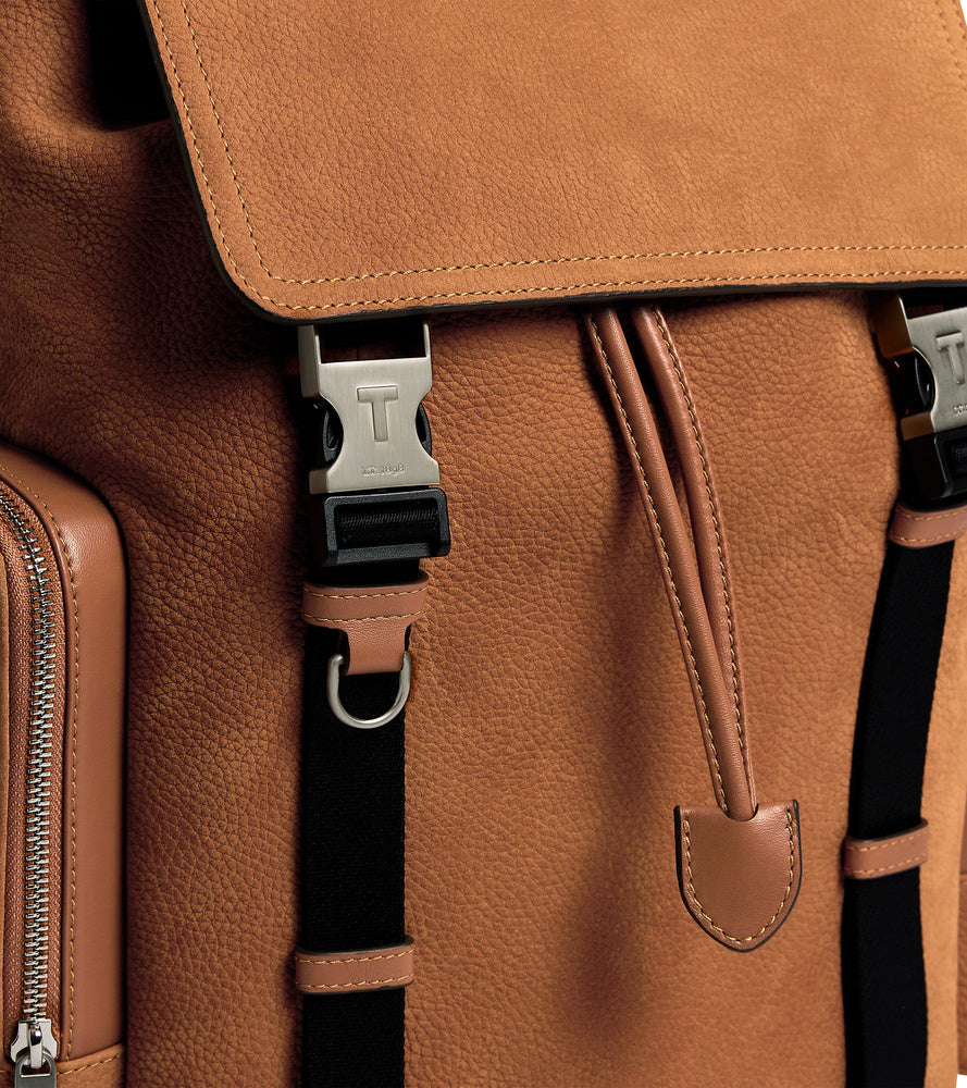 Sac à dos à rabat Maurice en cuir nubuck grainé