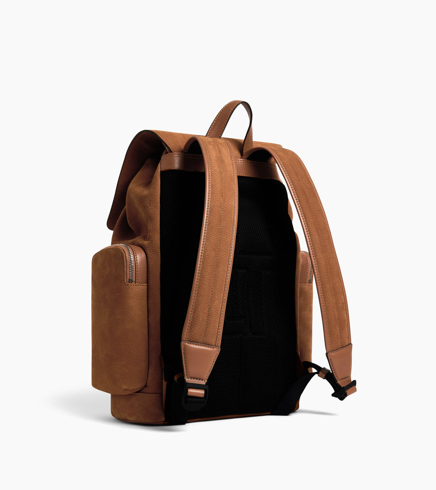Sac à dos à rabat Maurice en cuir nubuck grainé