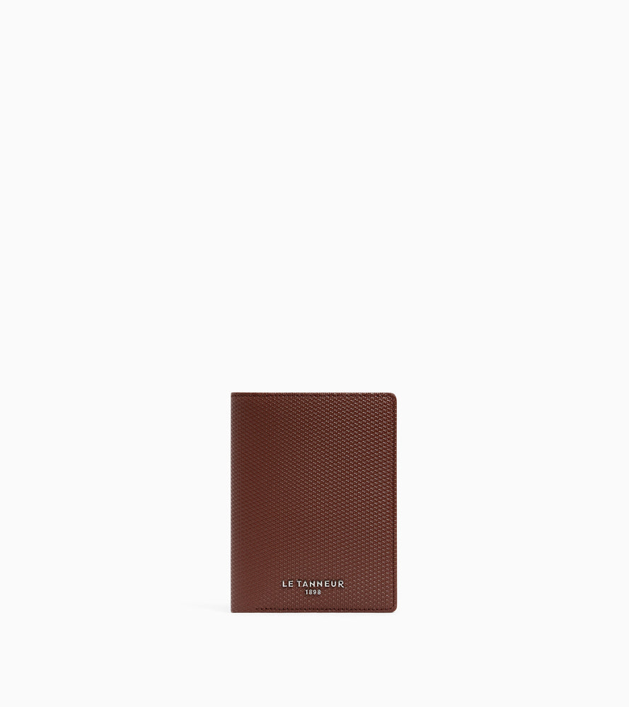 Portefeuille vertical zippé Emile en cuir signature T