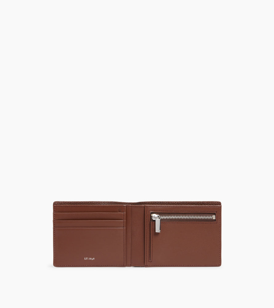 Portefeuille horizontal zippé Emile en cuir signature T