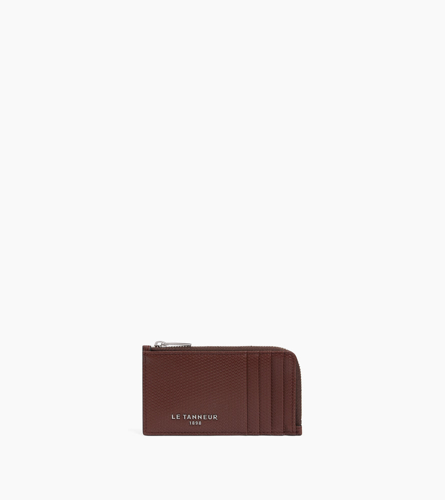 Porte carte large zippé Emile en cuir signature T