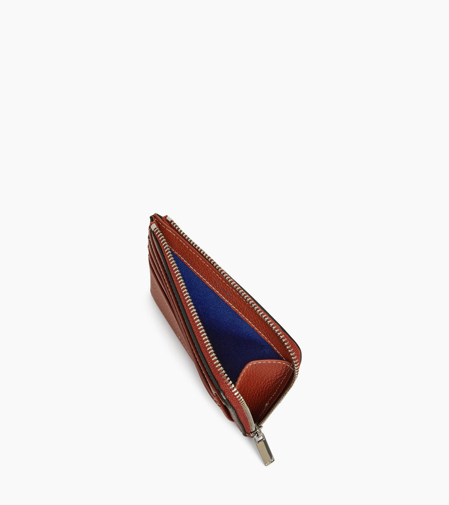 Porte cartes zip en L Emile en cuir grainé