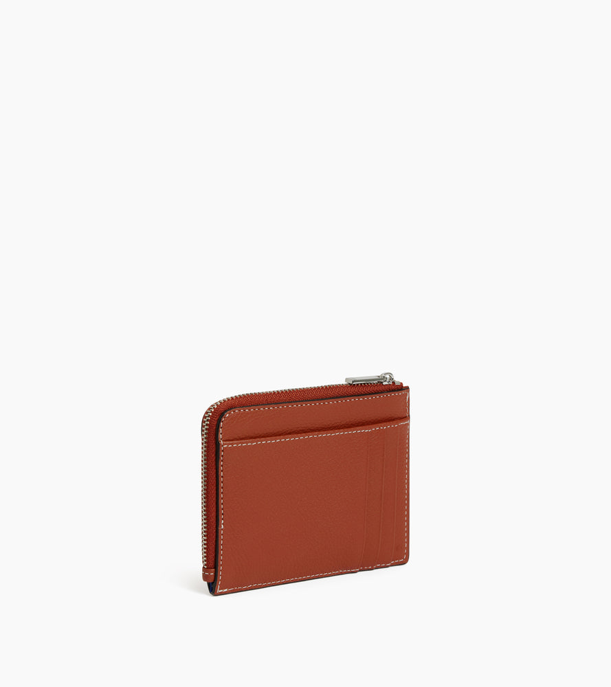 Porte cartes zip en L Emile en cuir grainé