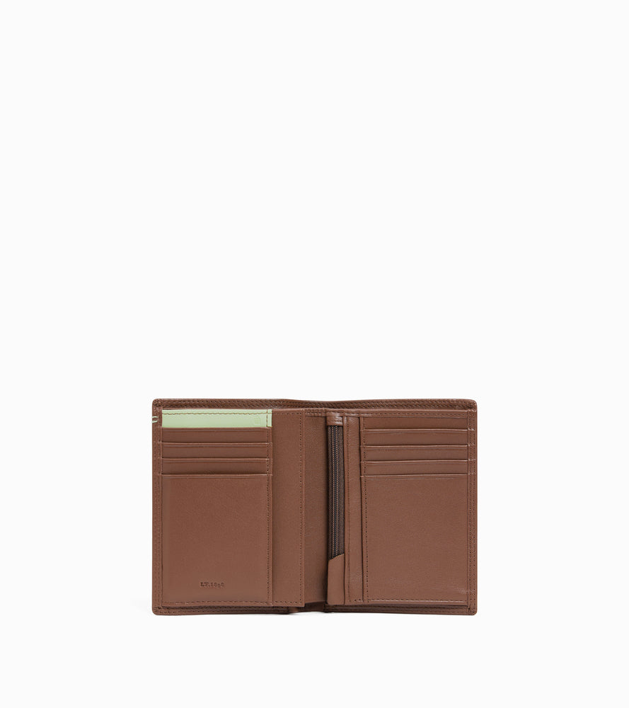 Portefeuille vertical moyen modèle zippé 2 volets Martin en cuir lisse