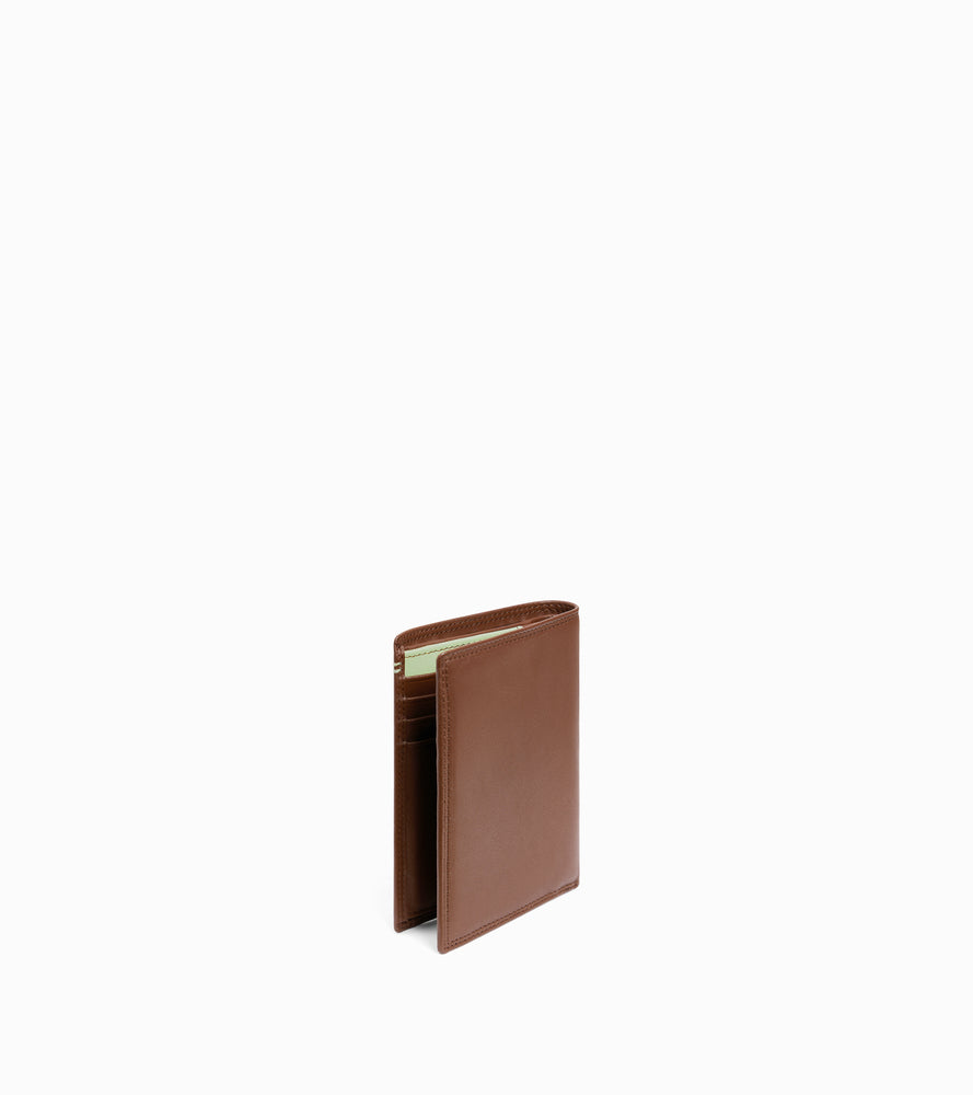 Portefeuille vertical moyen modèle zippé 2 volets Martin en cuir lisse