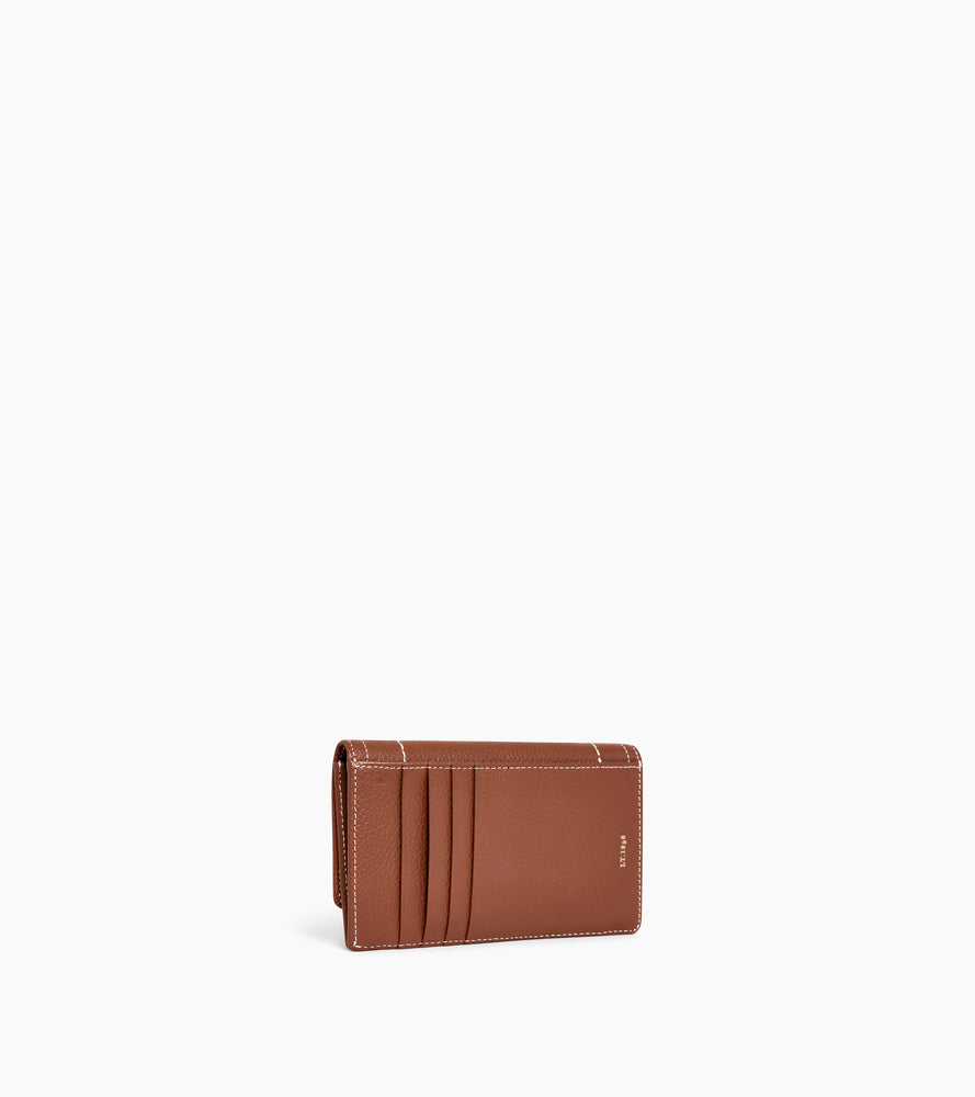 Porte cartes à rabat Ella en cuir grainé
