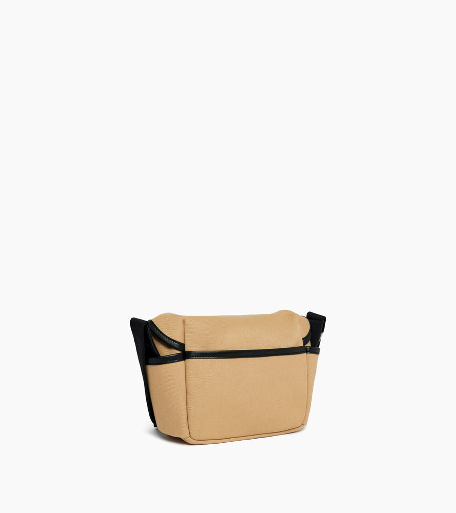 Petit sac bandoulière Solveig en toile coton et cuir lisse